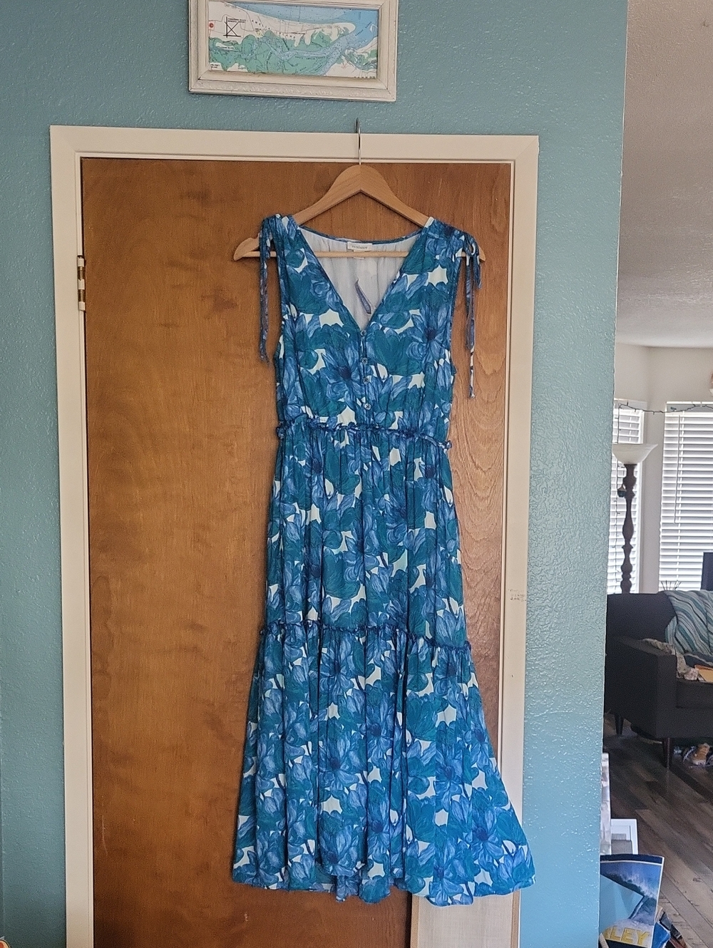 Sundance Blue Floral Tiered V-Neck Maxi Dress